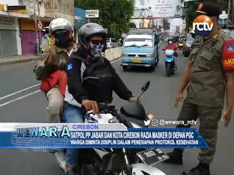 Satpol PP Jabar dan Kota Cirebon Razia Masker di Depan PGC