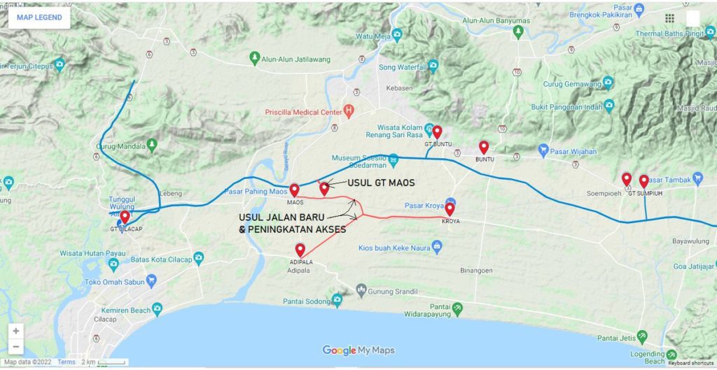 Peta ruas jalan Tol Cilacap - Jogja terbaru lewati Kebumen, Purworejo dan Kulonprogo