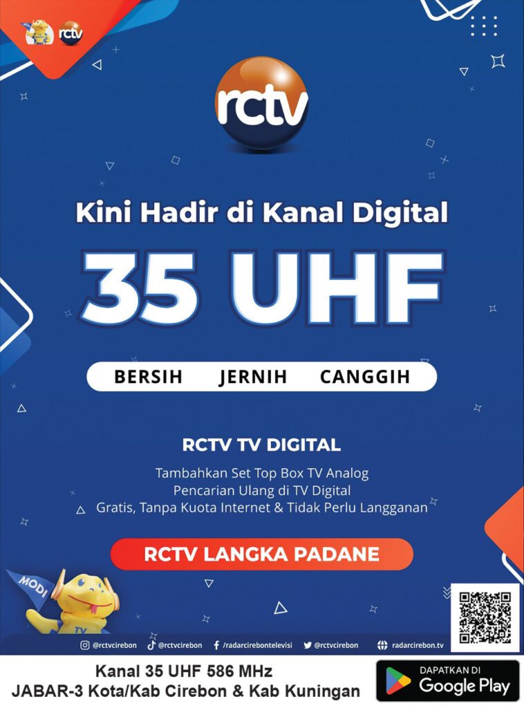 RCTV: Hiburan Terbaik di Kanal Digital 35 UHF 586 MHz JABAR-3 Cirebon & Kuningan