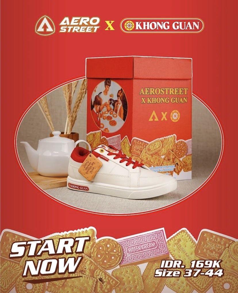 Gila Abis ! brand biskuit khong guan disama kan dengan brand sepatu Aerostreet .