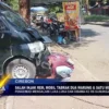 Salah Injak Rem, Mobil Tabrak Dua Warung & Satu Motor